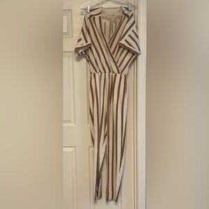 Maje Pieni Stripe Jumpsuit Surplice V-Neck
Straight Leg Cream Orange Brown